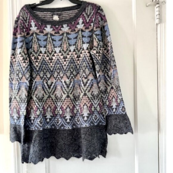 Peruvian Connection Alpaca Wool Blend  Fair Isle Sweater Cottagecore Apres Ski - Picture 3 of 9